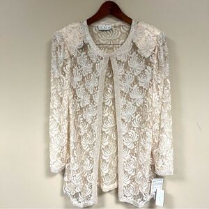 Scala Vintage allover blush color beaded jacket. Sz L